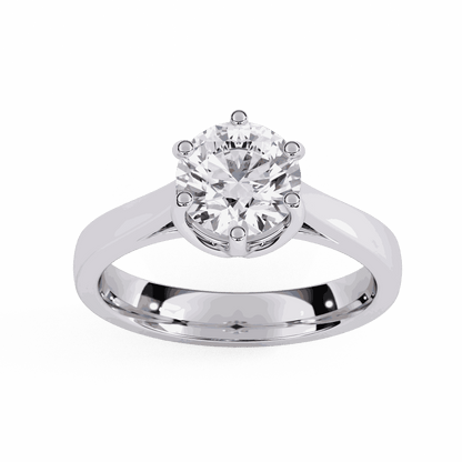 Round Cut Lab Grown Diamond Solitaire Engagement Ring with Six Prong Filigree