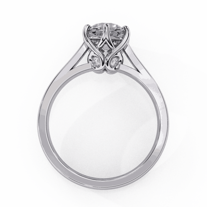 Round Cut Lab Grown Diamond Solitaire Engagement Ring with Six Prong Filigree
