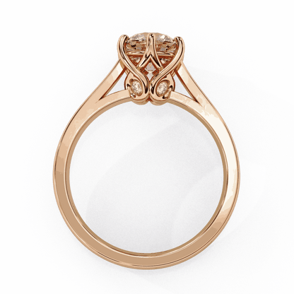 Round Cut Lab Grown Diamond Solitaire Engagement Ring with Six Prong Filigree