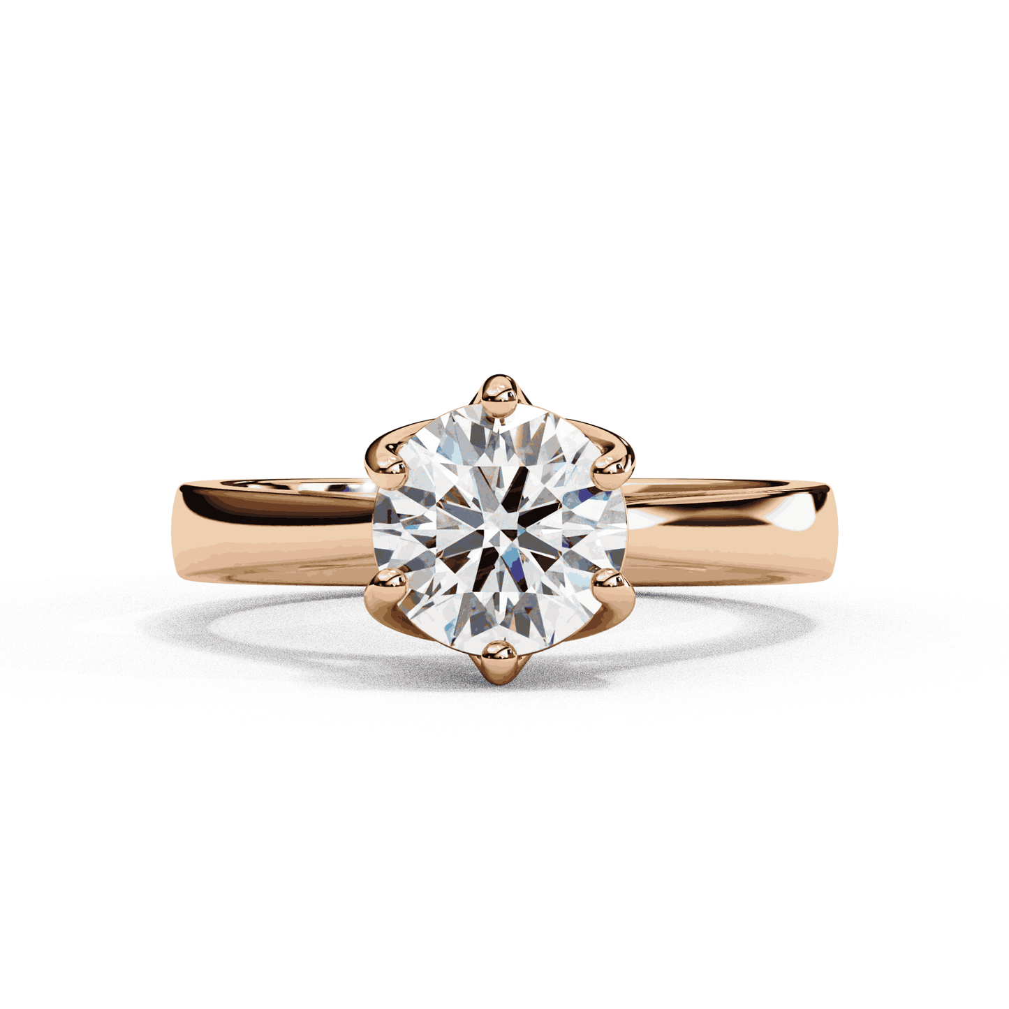 Round Cut Lab Grown Diamond Solitaire Engagement Ring with Six Prong Filigree