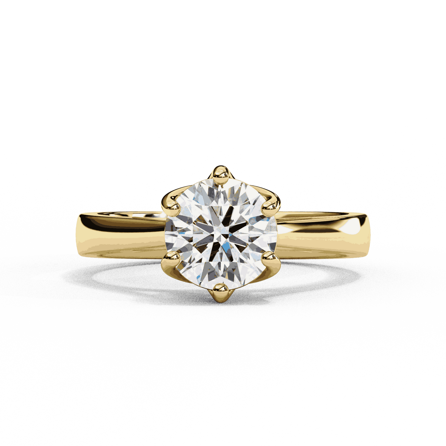 Round Cut Lab Grown Diamond Solitaire Engagement Ring with Six Prong Filigree