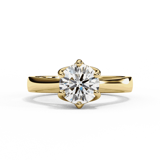 Round Cut Lab Grown Diamond Solitaire Engagement Ring with Six Prong Filigree