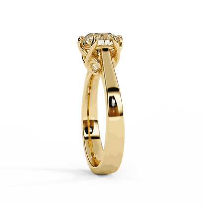 Round Cut Lab Grown Diamond Solitaire Engagement Ring with Six Prong Filigree