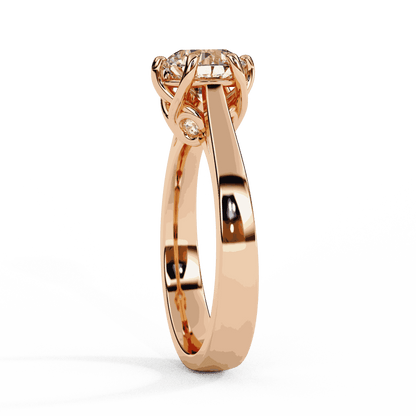 Round Cut Lab Grown Diamond Solitaire Engagement Ring with Six Prong Filigree
