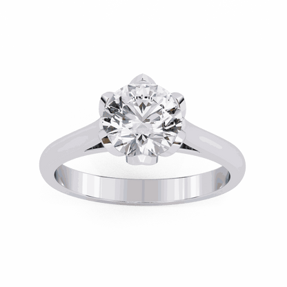 Round Cut Lab Grown Diamond Solitaire Engagement Ring with Tulip Six Prong Setting