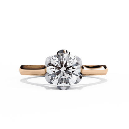 Round Cut Lab Grown Diamond Solitaire Engagement Ring with Tulip Six Prong Setting