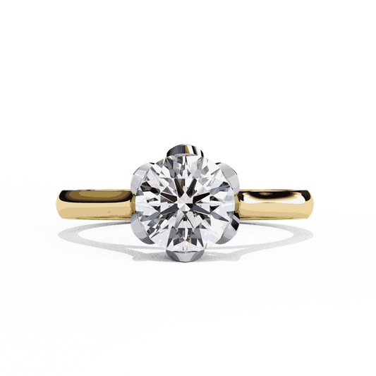 Round Cut Lab Grown Diamond Solitaire Engagement Ring with Tulip Six Prong Setting