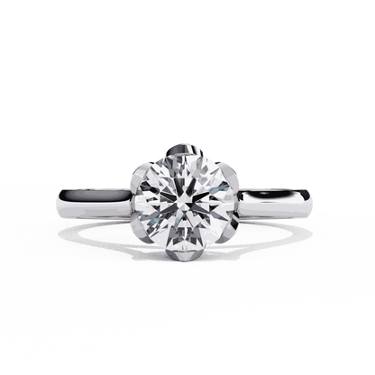 Round Cut Lab Grown Diamond Solitaire Engagement Ring with Tulip Six Prong Setting