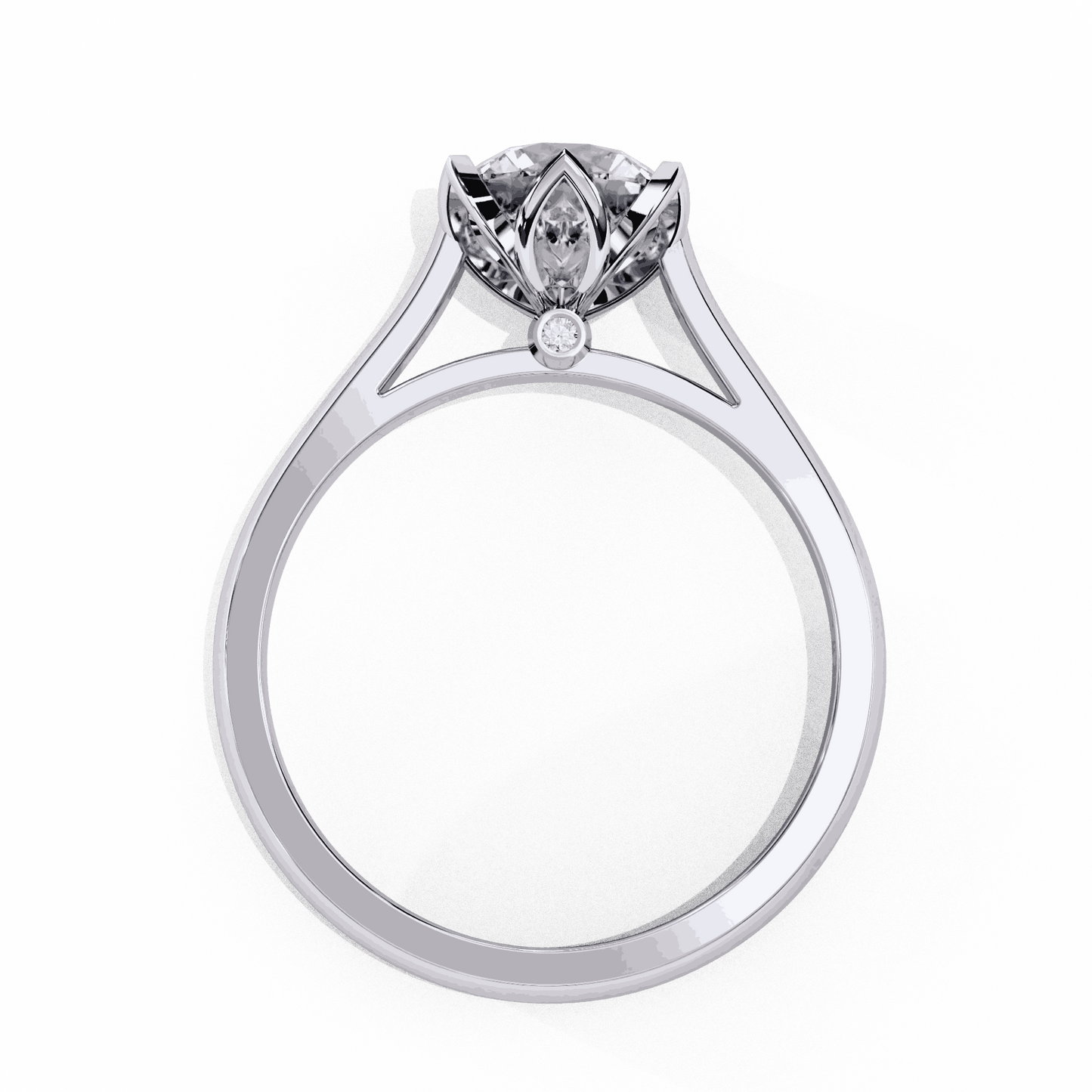Round Cut Lab Grown Diamond Solitaire Engagement Ring with Tulip Six Prong Setting
