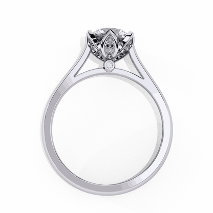 Round Cut Lab Grown Diamond Solitaire Engagement Ring with Tulip Six Prong Setting