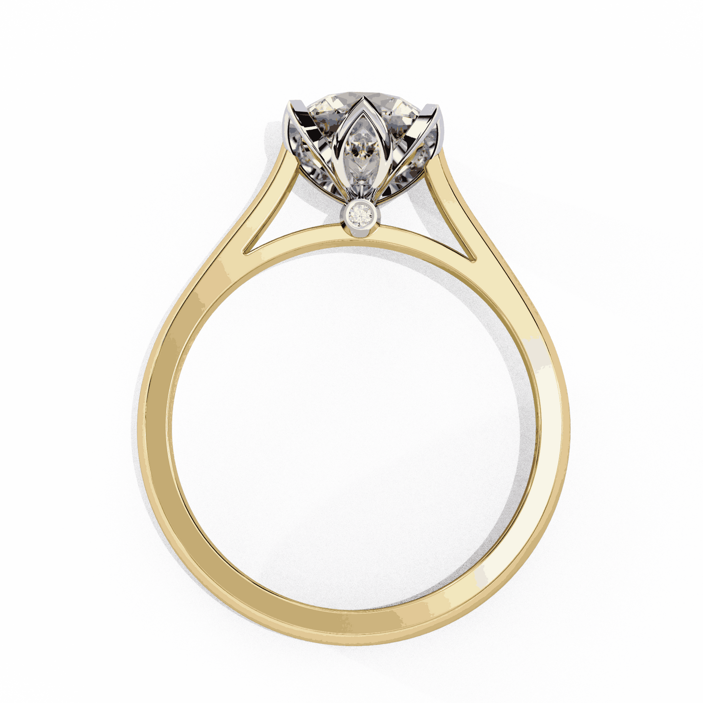 Round Cut Lab Grown Diamond Solitaire Engagement Ring with Tulip Six Prong Setting