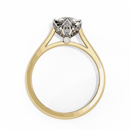 Round Cut Lab Grown Diamond Solitaire Engagement Ring with Tulip Six Prong Setting
