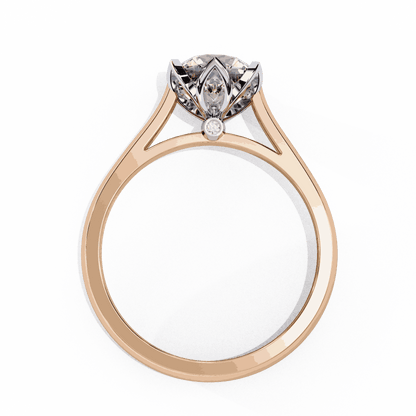Round Cut Lab Grown Diamond Solitaire Engagement Ring with Tulip Six Prong Setting