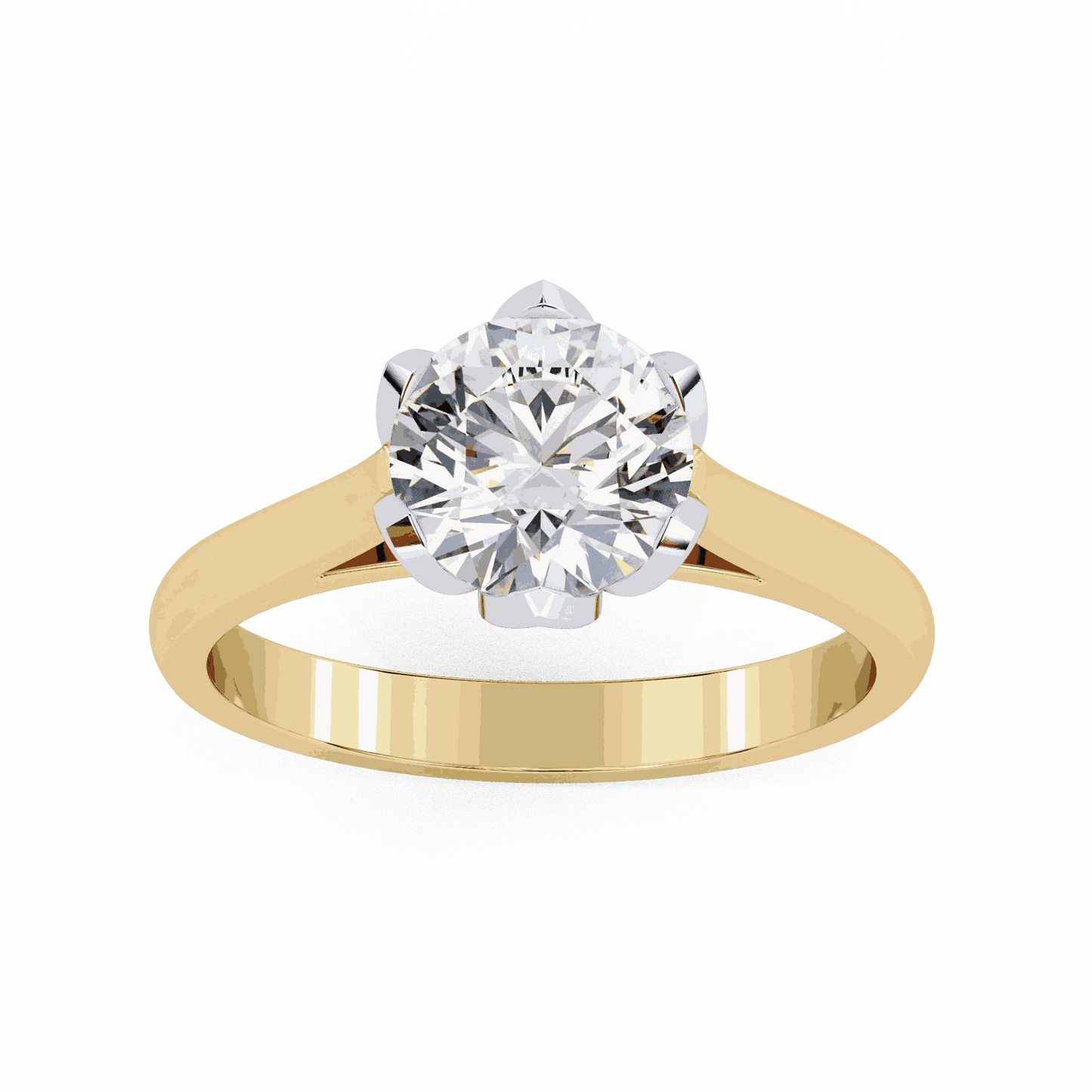 Round Cut Lab Grown Diamond Solitaire Engagement Ring with Tulip Six Prong Setting