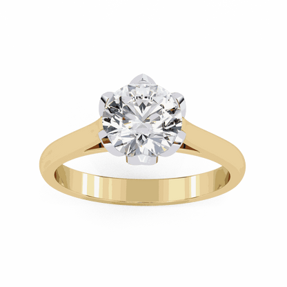 Round Cut Lab Grown Diamond Solitaire Engagement Ring with Tulip Six Prong Setting