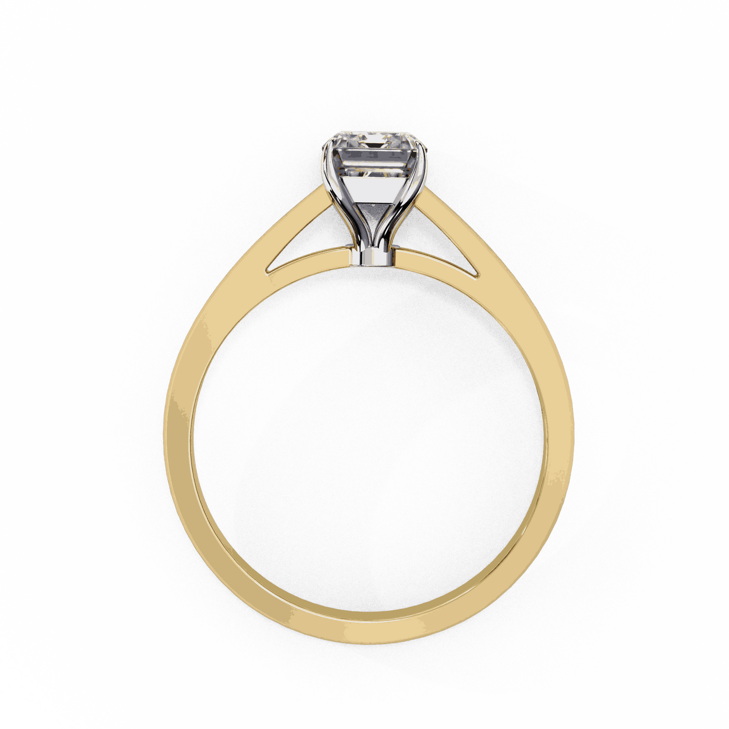Emerald Cut Lab Grown Diamond Solitaire Engagement Ring with Classic Four Prong