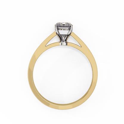 Emerald Cut Lab Grown Diamond Solitaire Engagement Ring with Classic Four Prong
