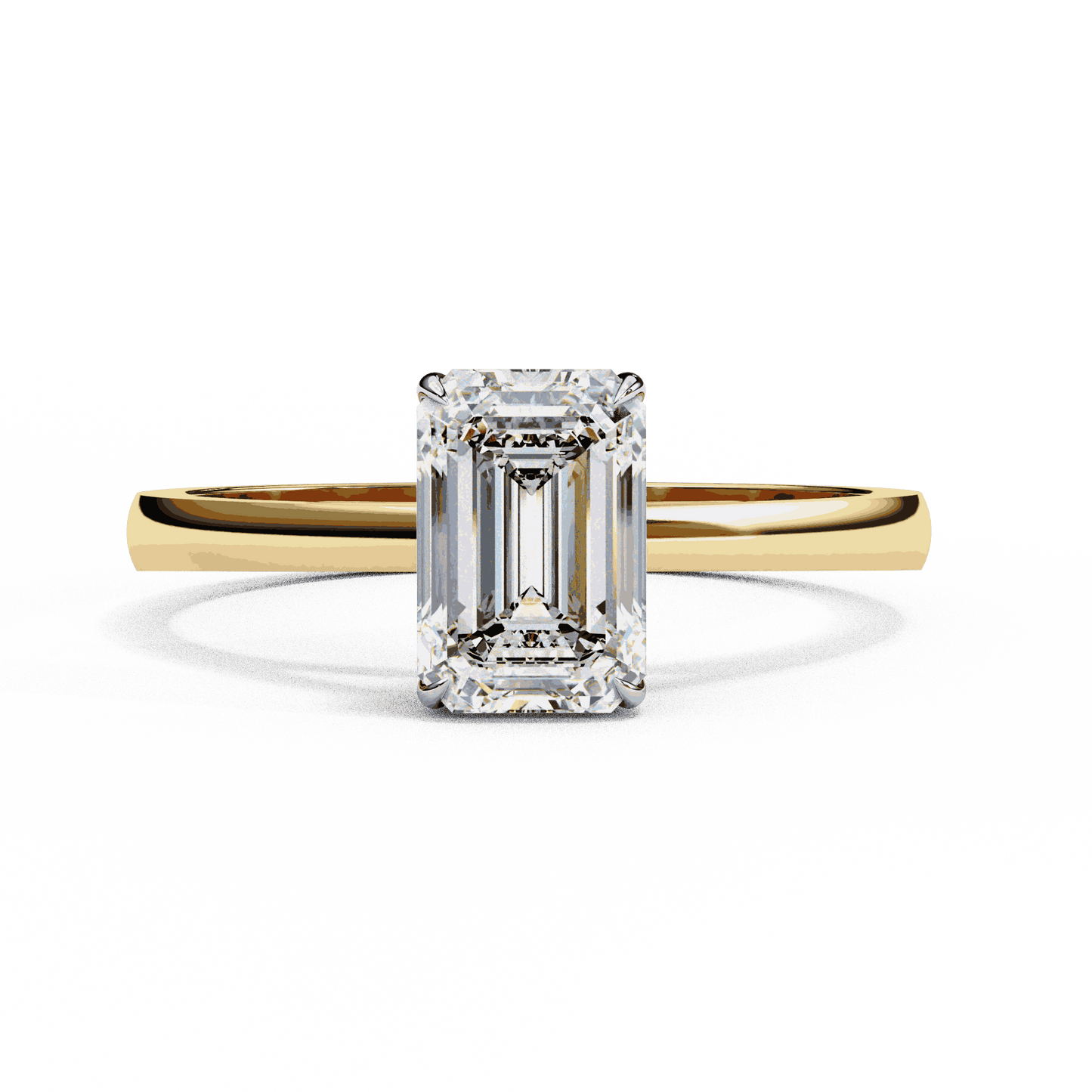 Emerald Cut Lab Grown Diamond Solitaire Engagement Ring with Classic Four Prong