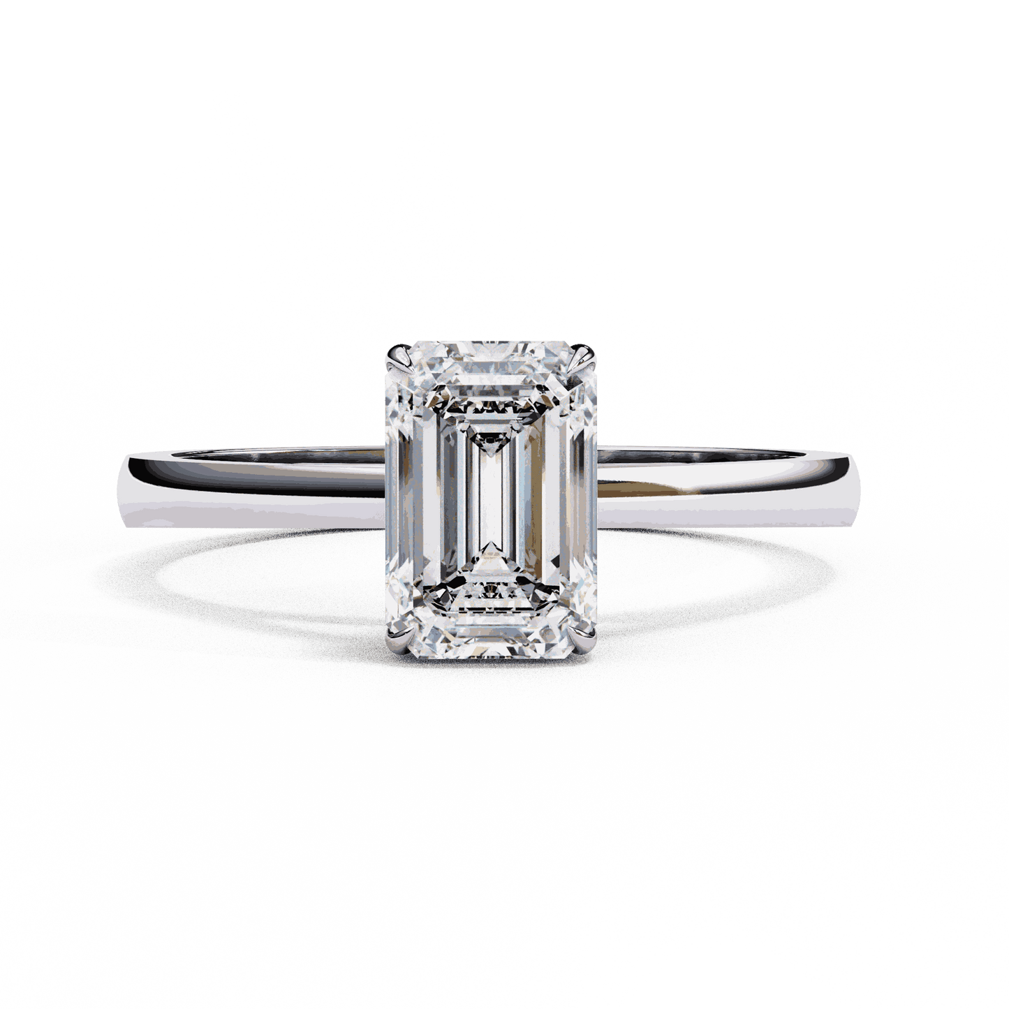 Emerald Cut Lab Grown Diamond Solitaire Engagement Ring with Classic Four Prong