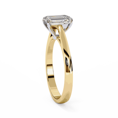 Emerald Cut Lab Grown Diamond Solitaire Engagement Ring with Classic Four Prong