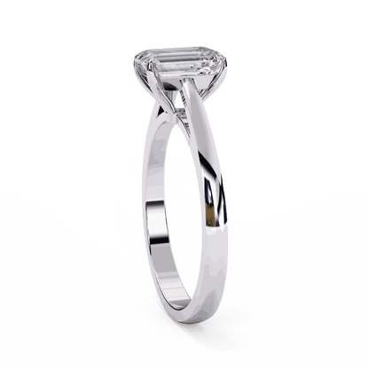 Emerald Cut Lab Grown Diamond Solitaire Engagement Ring with Classic Four Prong