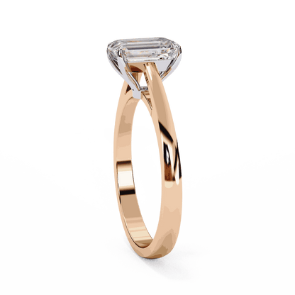 Emerald Cut Lab Grown Diamond Solitaire Engagement Ring with Classic Four Prong