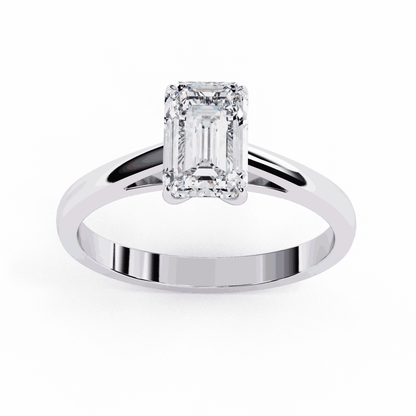 Emerald Cut Lab Grown Diamond Solitaire Engagement Ring with Classic Four Prong