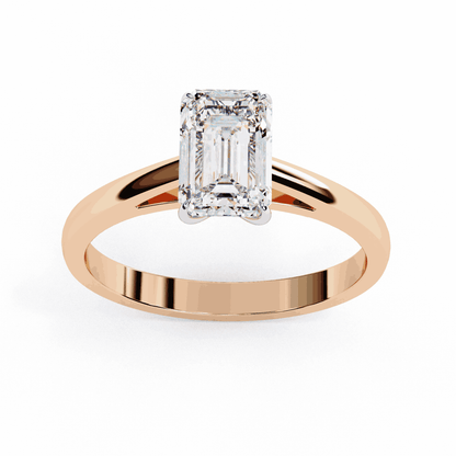 Emerald Cut Lab Grown Diamond Solitaire Engagement Ring with Classic Four Prong