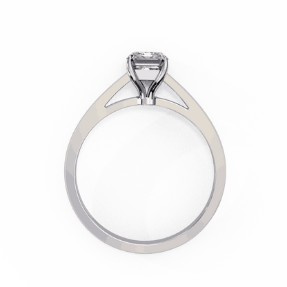 Emerald Cut Lab Grown Diamond Solitaire Engagement Ring with Classic Four Prong