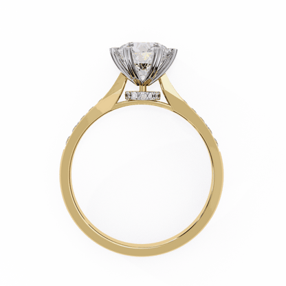 Round Cut Lab Grown Diamond Pavé Engagement Ring with Six Prong Hidden Halo Gallery