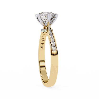Round Cut Lab Grown Diamond Pavé Engagement Ring with Six Prong Hidden Halo Gallery