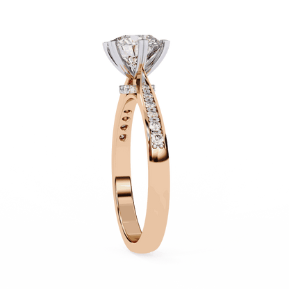 Round Cut Lab Grown Diamond Pavé Engagement Ring with Six Prong Hidden Halo Gallery