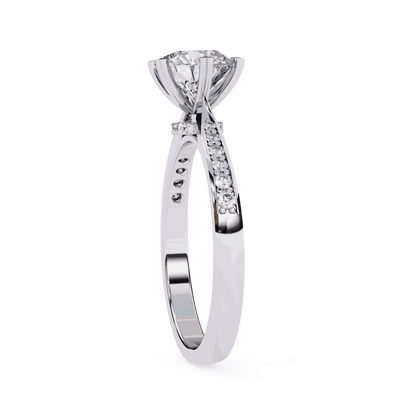Round Cut Lab Grown Diamond Pavé Engagement Ring with Six Prong Hidden Halo Gallery