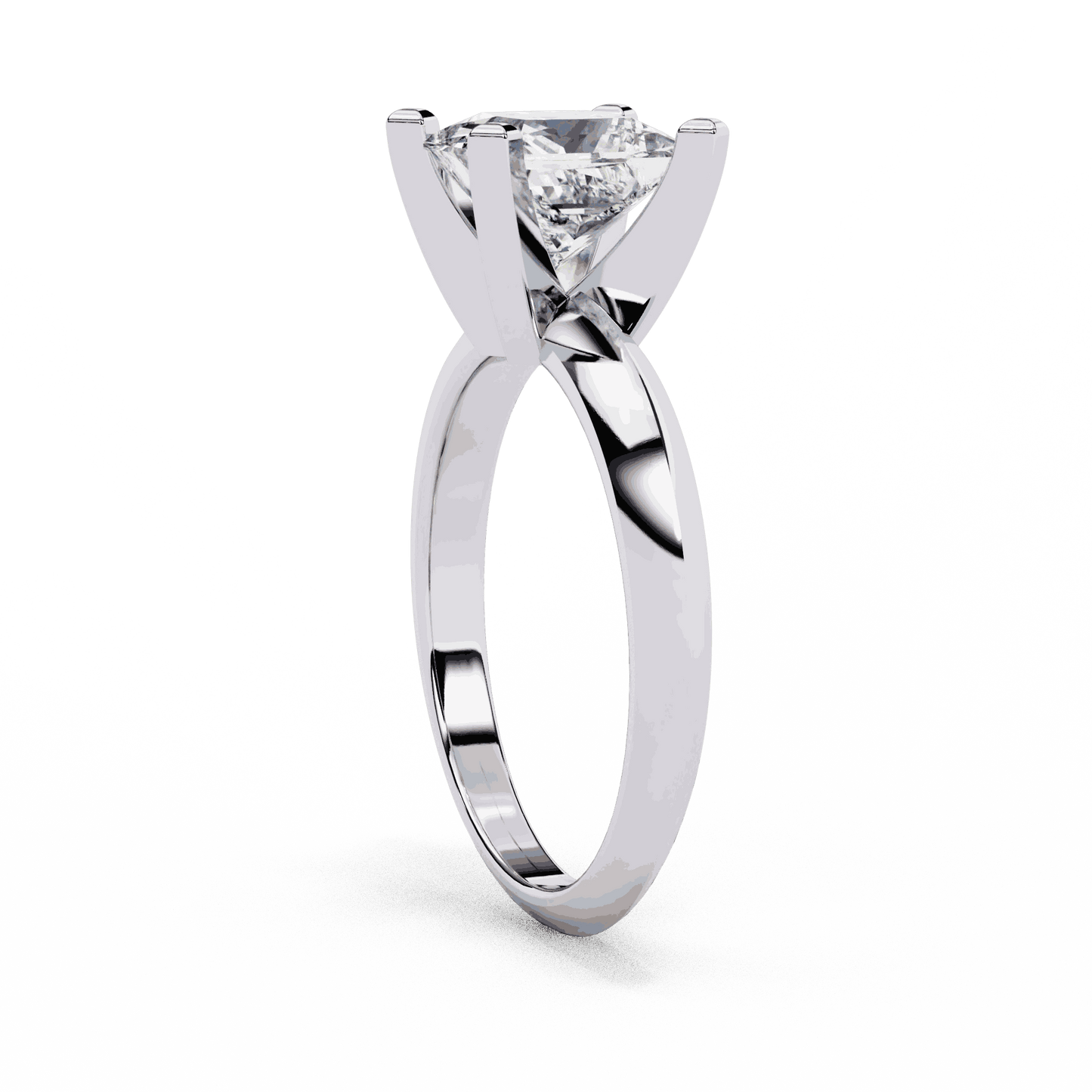 Princess Cut Lab Grown Diamond Solitaire Engagement Ring with V Prong Two Tone Band