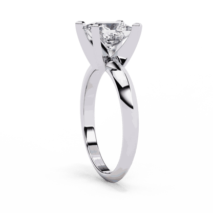 Princess Cut Lab Grown Diamond Solitaire Engagement Ring with V Prong Two Tone Band