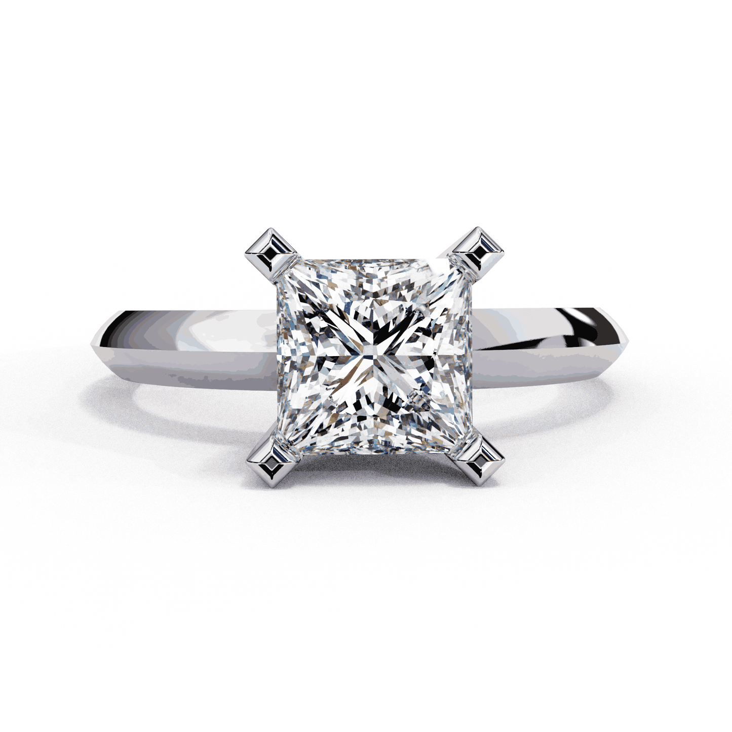 Princess Cut Lab Grown Diamond Solitaire Engagement Ring with V Prong Two Tone Band