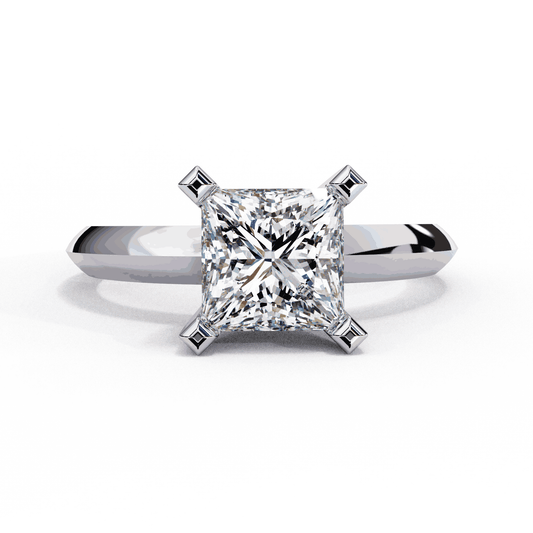 Princess Cut Lab Grown Diamond Solitaire Engagement Ring with V Prong Two Tone Band