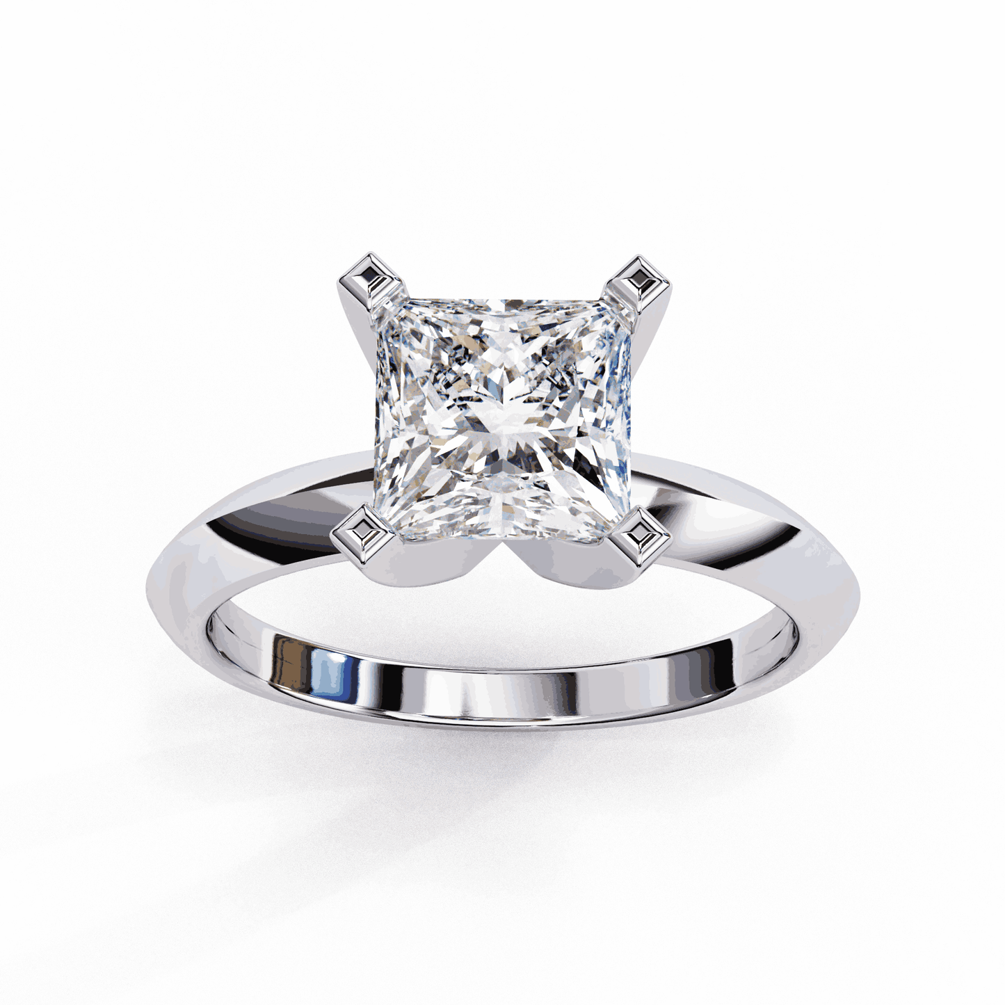 Princess Cut Lab Grown Diamond Solitaire Engagement Ring with V Prong Two Tone Band