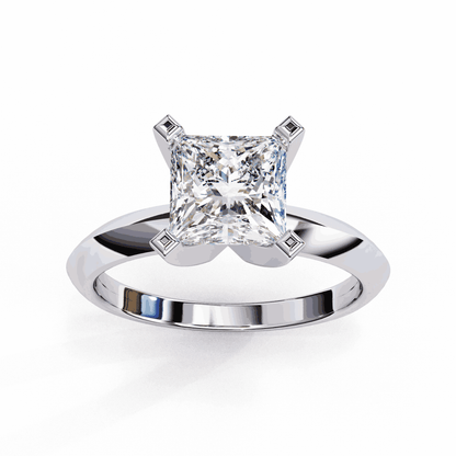 Princess Cut Lab Grown Diamond Solitaire Engagement Ring with V Prong Two Tone Band