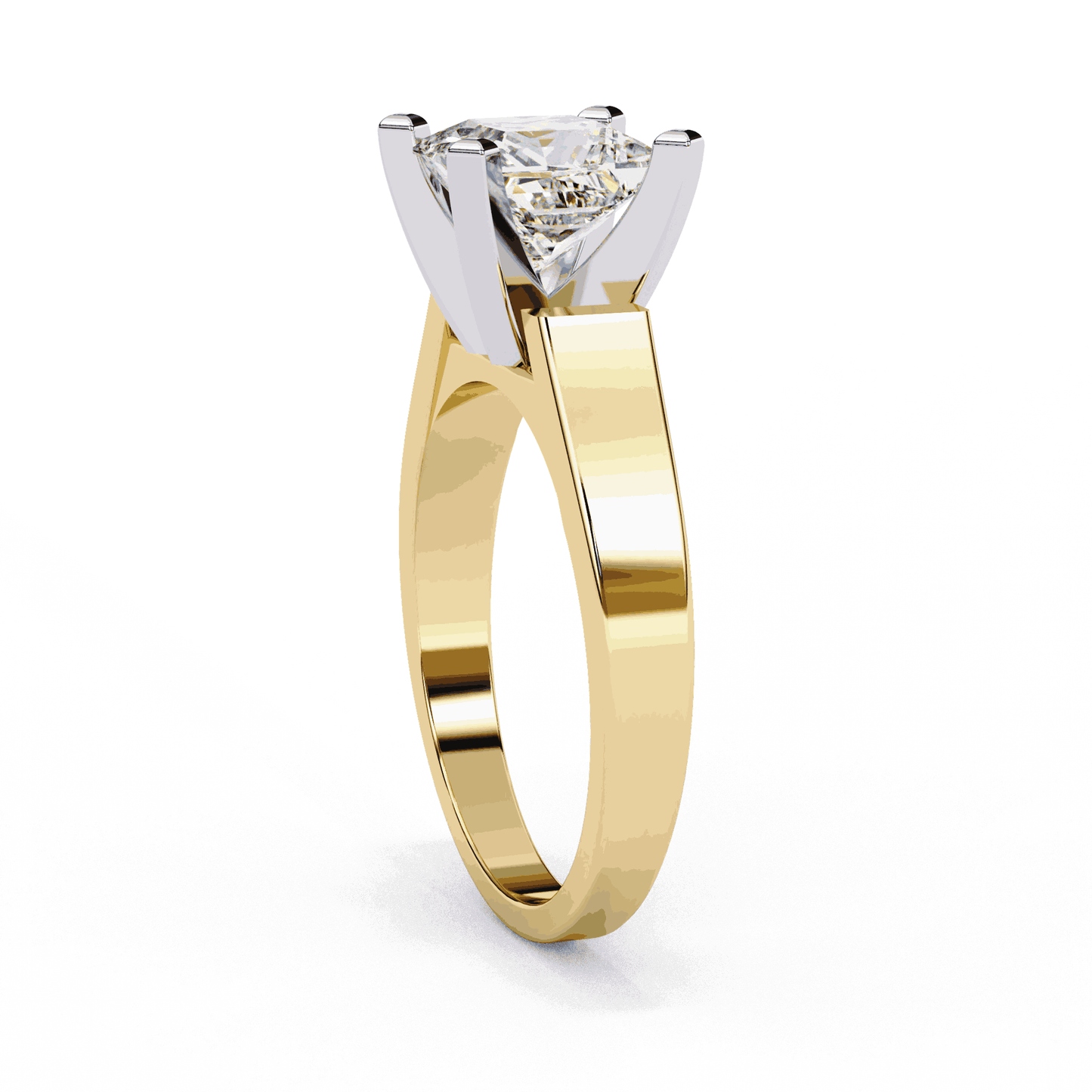 Princess Cut Lab Grown Diamond Solitaire Engagement Ring with Wide Flat Euro Shank
