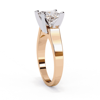 Princess Cut Lab Grown Diamond Solitaire Engagement Ring with Wide Flat Euro Shank