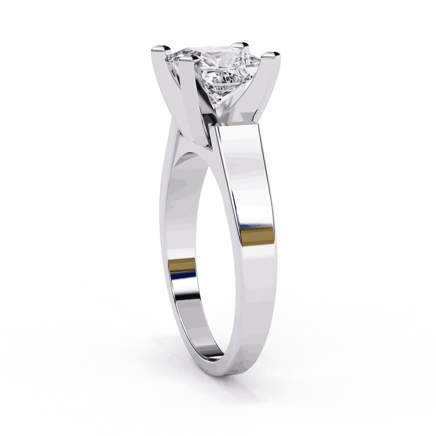 Princess Cut Lab Grown Diamond Solitaire Engagement Ring with Wide Flat Euro Shank