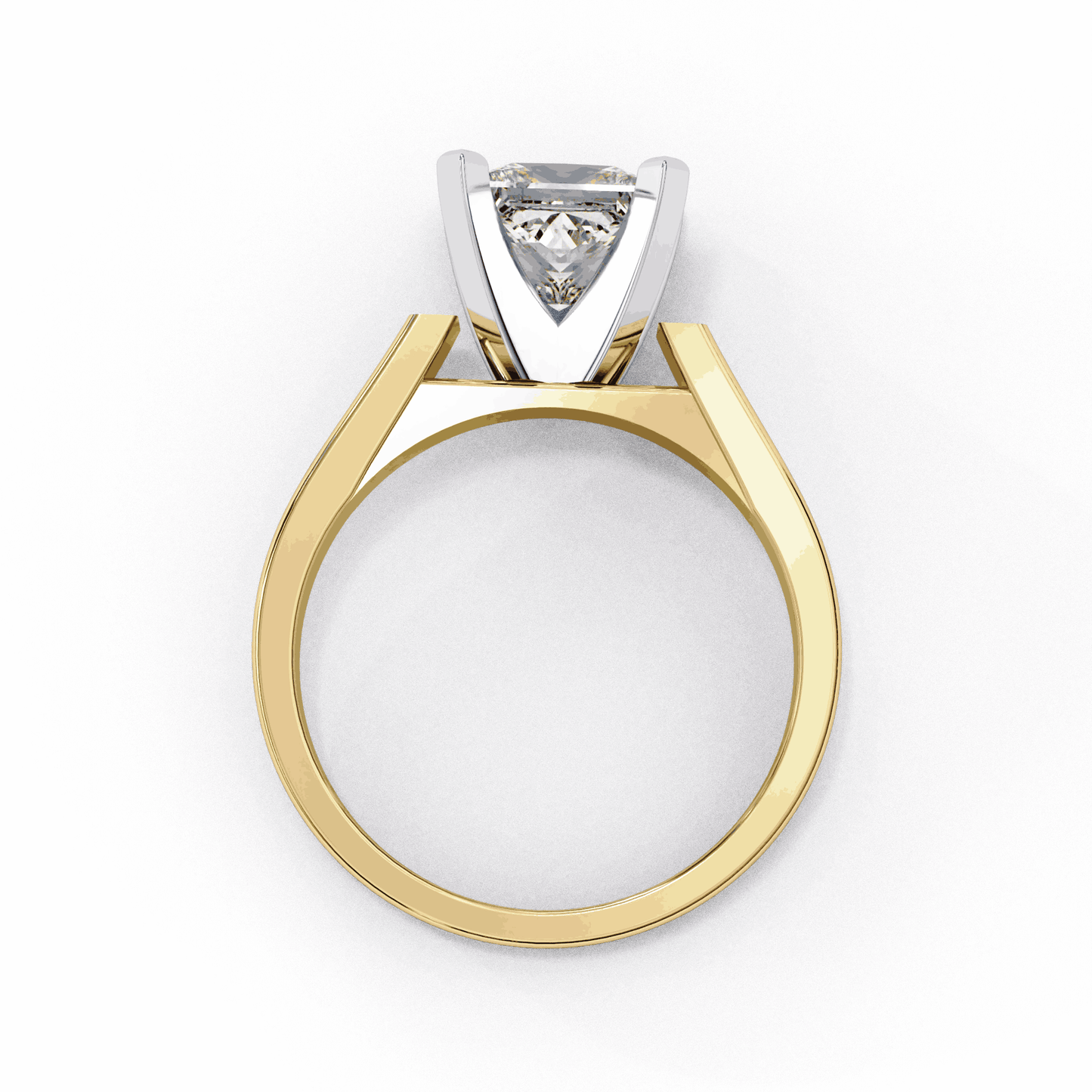 Princess Cut Lab Grown Diamond Solitaire Engagement Ring with Wide Flat Euro Shank