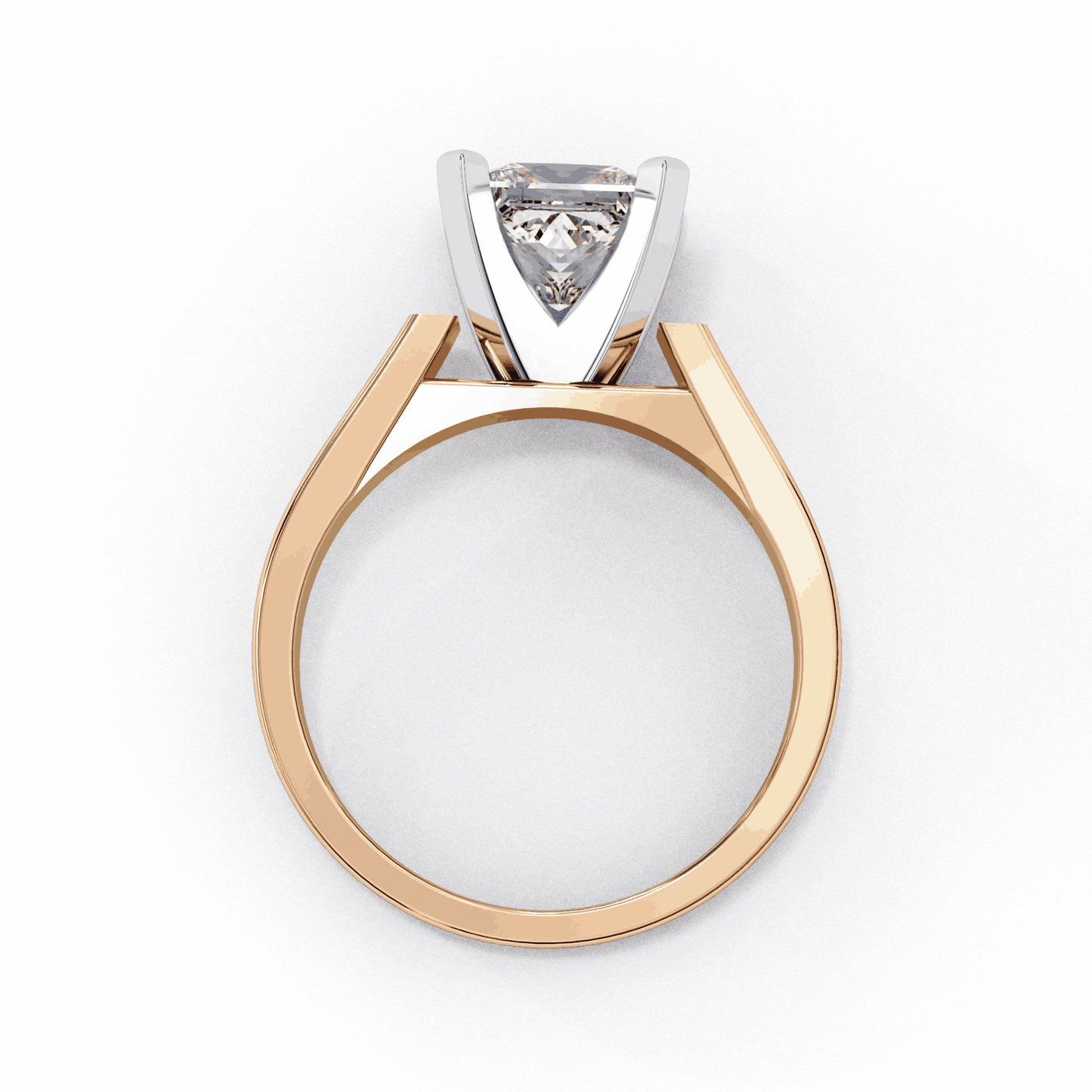 Princess Cut Lab Grown Diamond Solitaire Engagement Ring with Wide Flat Euro Shank