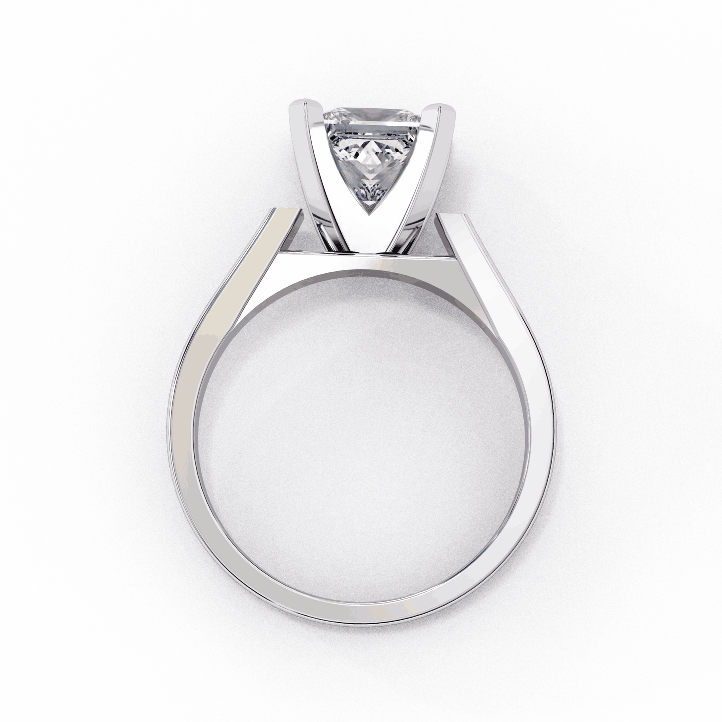 Princess Cut Lab Grown Diamond Solitaire Engagement Ring with Wide Flat Euro Shank