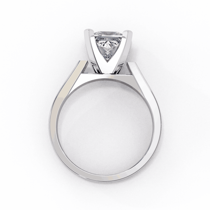 Princess Cut Lab Grown Diamond Solitaire Engagement Ring with Wide Flat Euro Shank