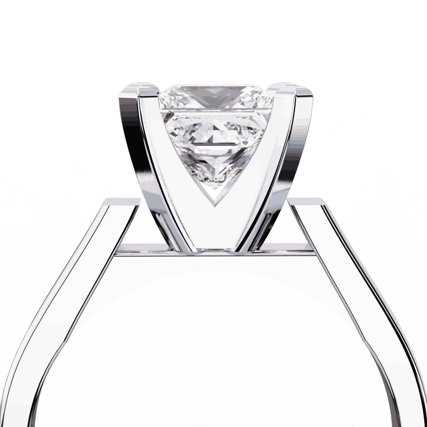 Princess Cut Lab Grown Diamond Solitaire Engagement Ring with Wide Flat Euro Shank