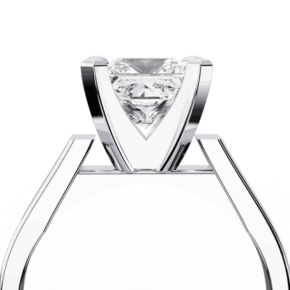 Princess Cut Lab Grown Diamond Solitaire Engagement Ring with Wide Flat Euro Shank