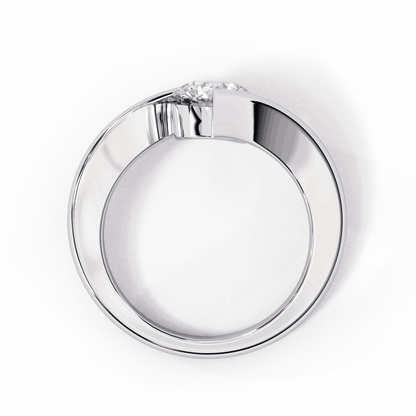Round Cut Lab Grown Diamond Bezel Engagement Ring with Tension Style Bypass Shank