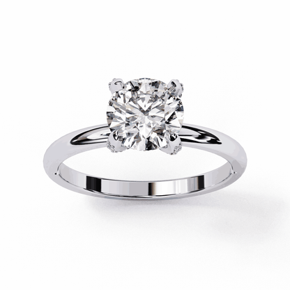 Round Cut Lab Grown Diamond Halo Engagement Ring with Hidden Pavé Basket
